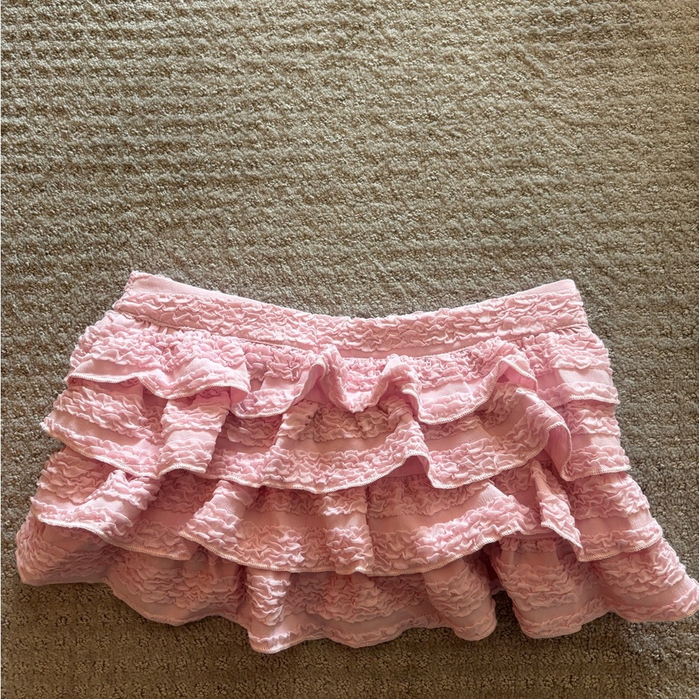 WHITEFOX Pink Ruffled Lace Skirt